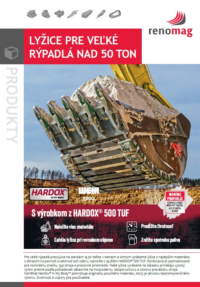 Lyžice pre vel'ké rýpadlá nad 50 ton